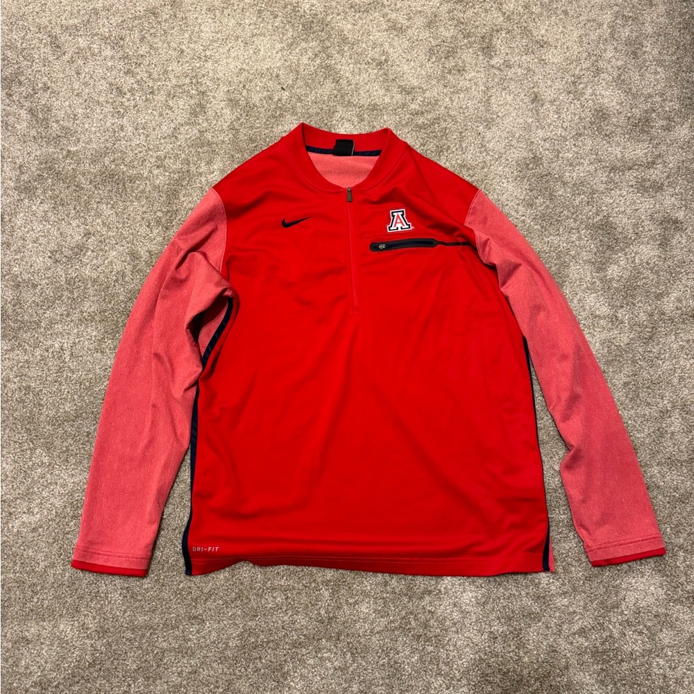 Red Nike Arizona Wildcats Half Zip Sweater Size Large